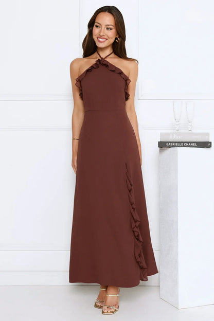 Love Potion Halter Maxi Dress Brown