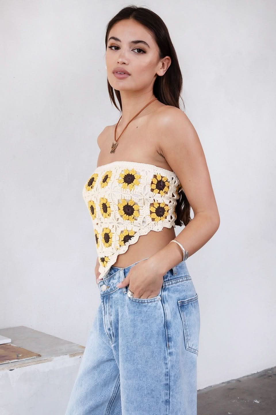 Carrie Cream Crochet Scarf Top