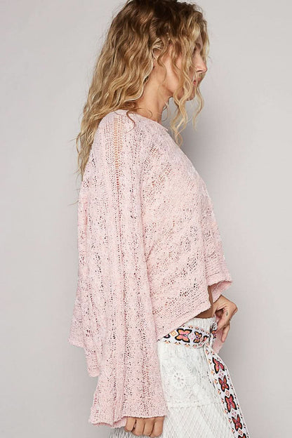 Carmen Pink Oversized Sheer Sweater