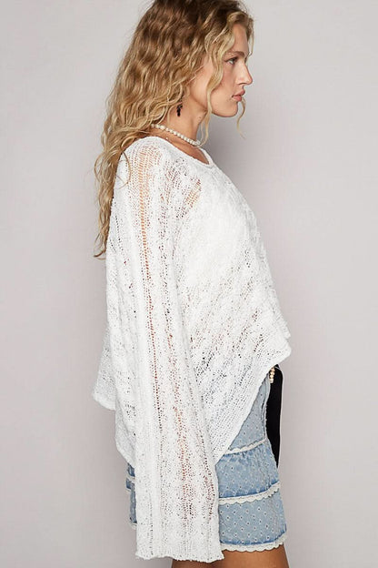 Carmen White Oversized Sheer Sweater