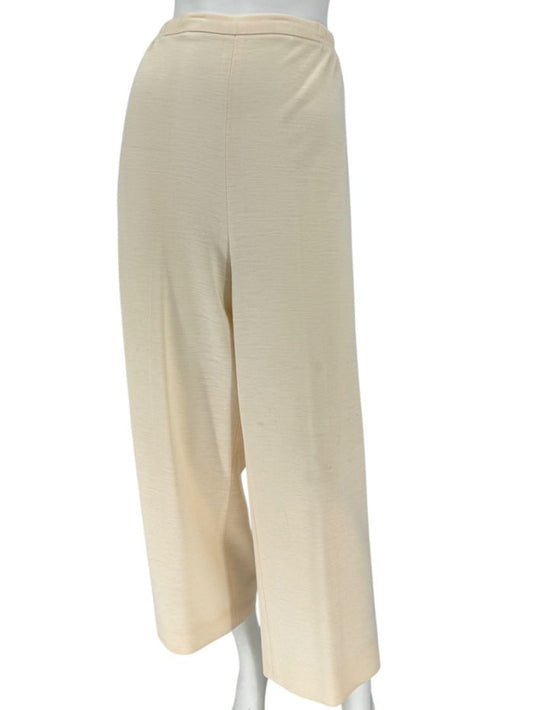 Caroline Rose Cream Elastic-Waist Pull-On Pants – Size XL