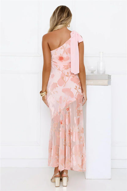 Glow Up Icon One Shoulder Maxi Dress Pink