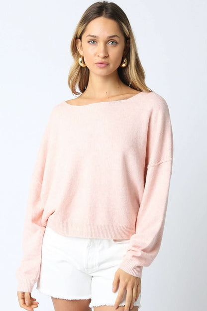 Cecily Light Pink Slouchy Pullover Sweater