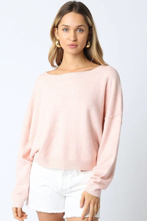 Cecily Light Pink Slouchy Pullover Sweater