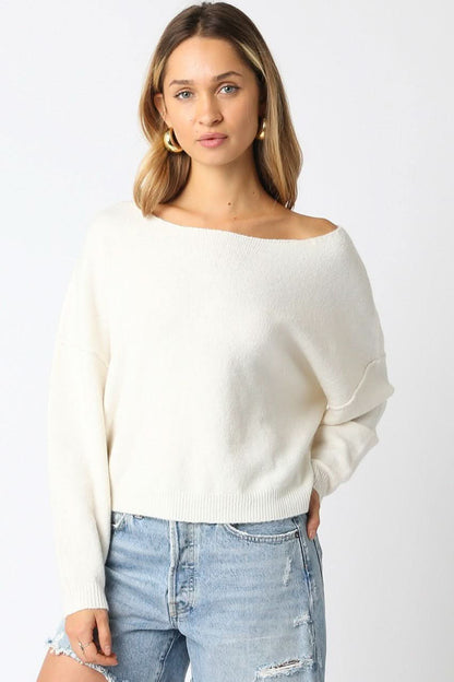 Cecily White Slouchy Pullover Sweater