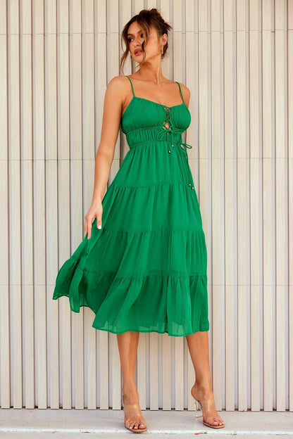 Changing Focus Midi Dress - Emerald