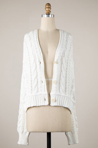 Chilton White Cable Knit Cardigan Sweater