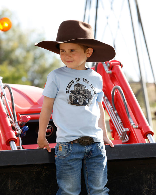 Cinch Boy's Infant/Toddler Light Blue 'Raised On The Farm' Tee Shirt MTT7671111 MTT7672074