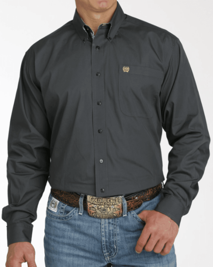 Cinch Men's Charcoal Solid Button Long Sleeve Western Shirt MTW105747 MTW1105747X