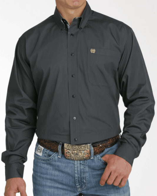 Cinch Men's Charcoal Solid Button Long Sleeve Western Shirt MTW105747 MTW1105747X