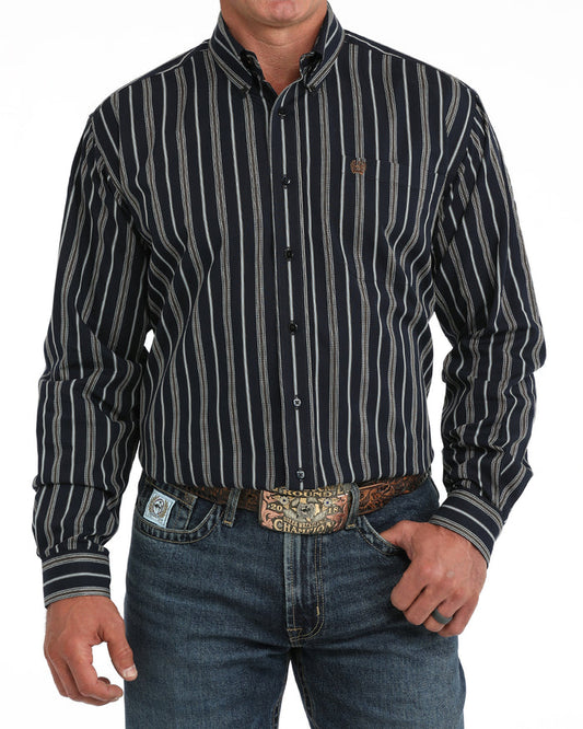 Cinch Men's Navy Stripe Classic Fit Button Long Sleeve Western Shirt MTW1106150