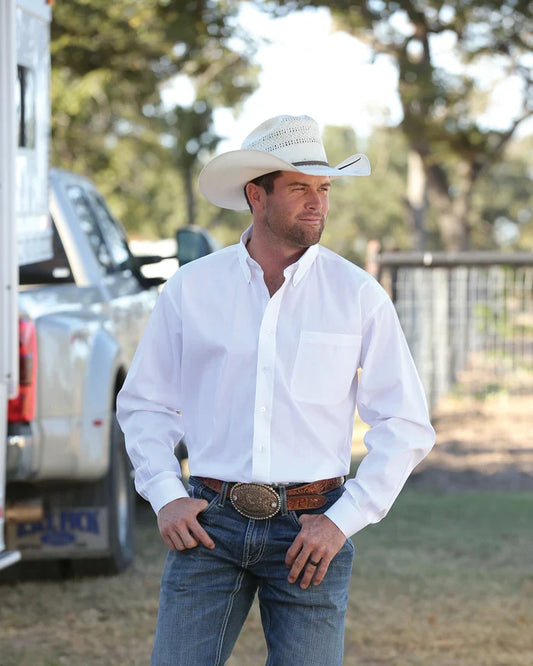 Cinch Men's Solid White Classic Fit Button Down Long Sleeve Western Shirt MT10320020 MT1032020X