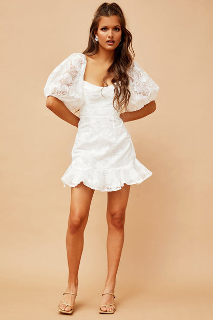 Clarissa Lace Mini Dress - White