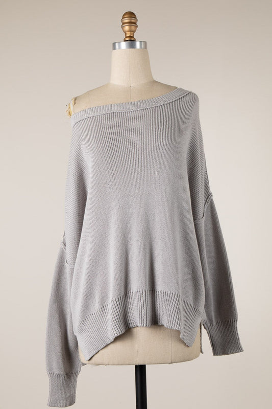 Coffee Date Grey Oversized Sweater