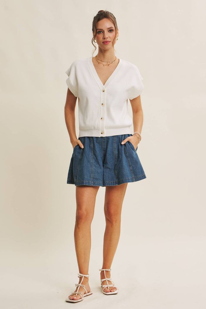 Cotton Button-Down Sweater Vest