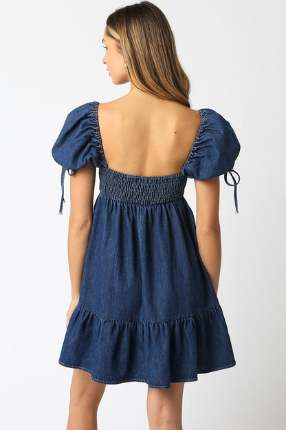 Jessie Dark Denim Babydoll Mini Dress