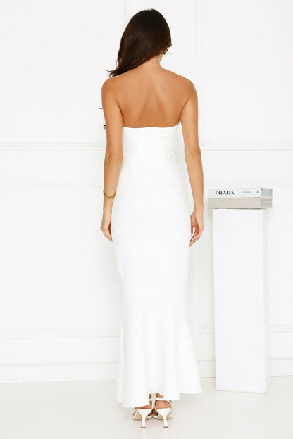 Luxe Reverie Strapless Maxi Dress White