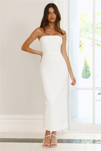 Serenade Of Love Strapless Maxi Dress White