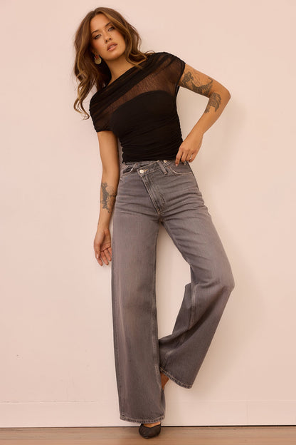 Dazzle Desire Mesh Top - Black