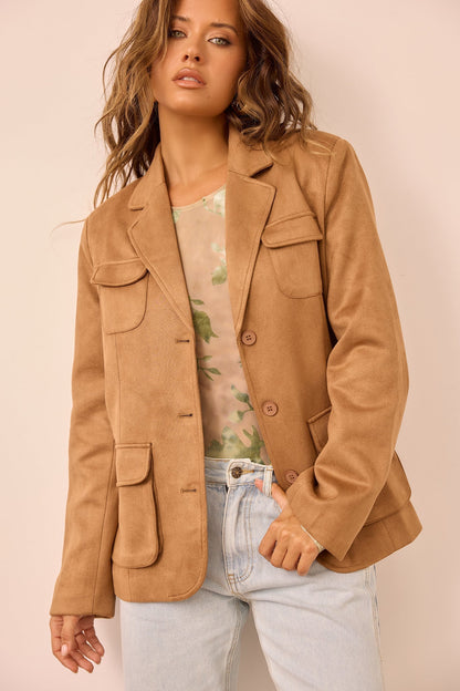 Desert Muse Vegan Suede Jacket - Toffee Brown
