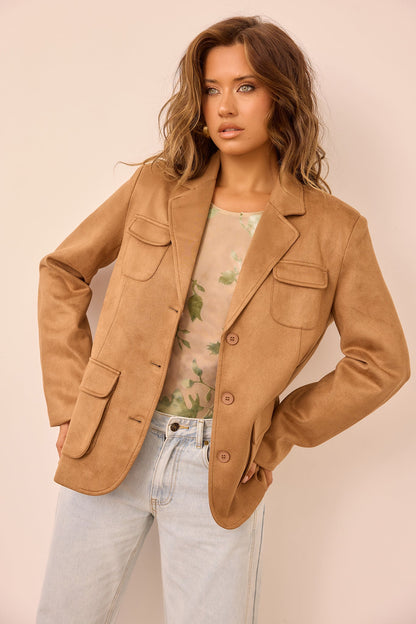 Desert Muse Vegan Suede Jacket - Toffee Brown