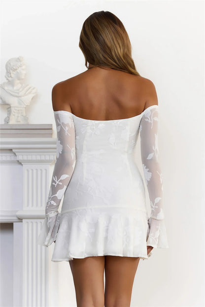 Electric Envy Off Shoulder Mini Dress White
