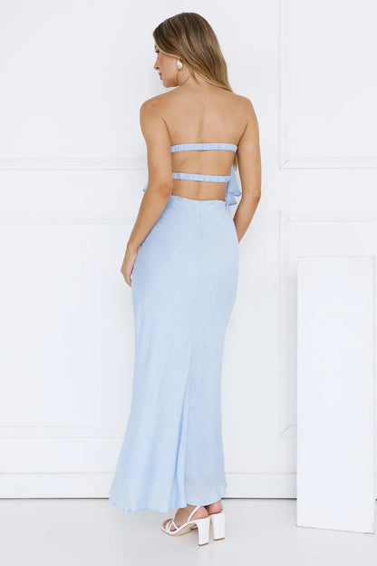Midnight In Paris Strapless Maxi Dress Blue