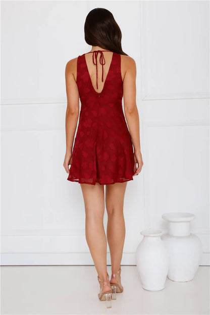 Sense Of Charm Mini Dress Burgundy