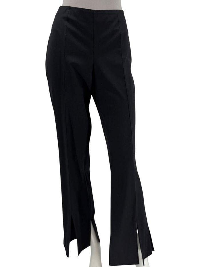 Escada Black Wool Flared Trousers with Split Hem – Size 42