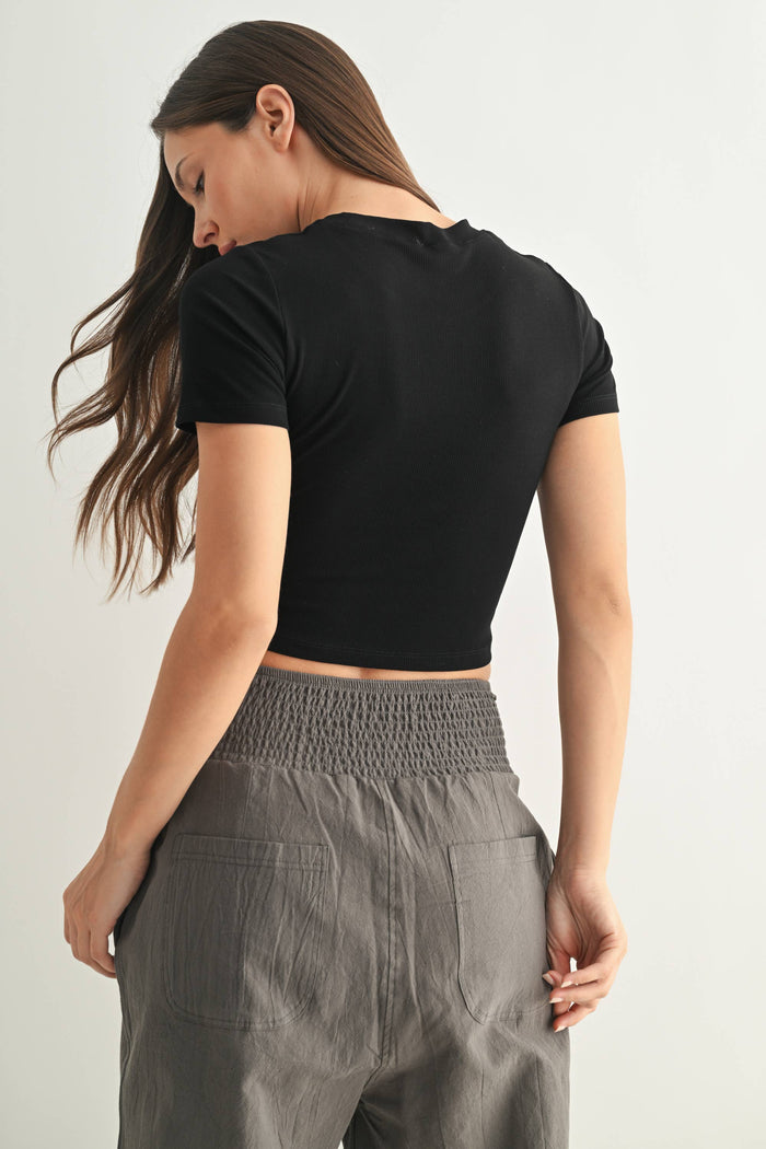 Essential Micro-Ribbed Athleisure Baby Tee