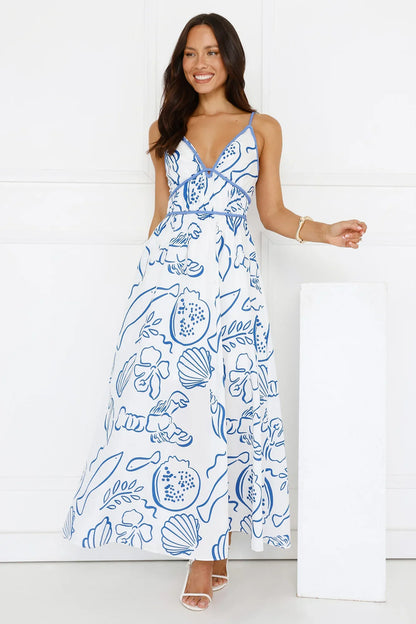 Seashell Glow Maxi Dress White