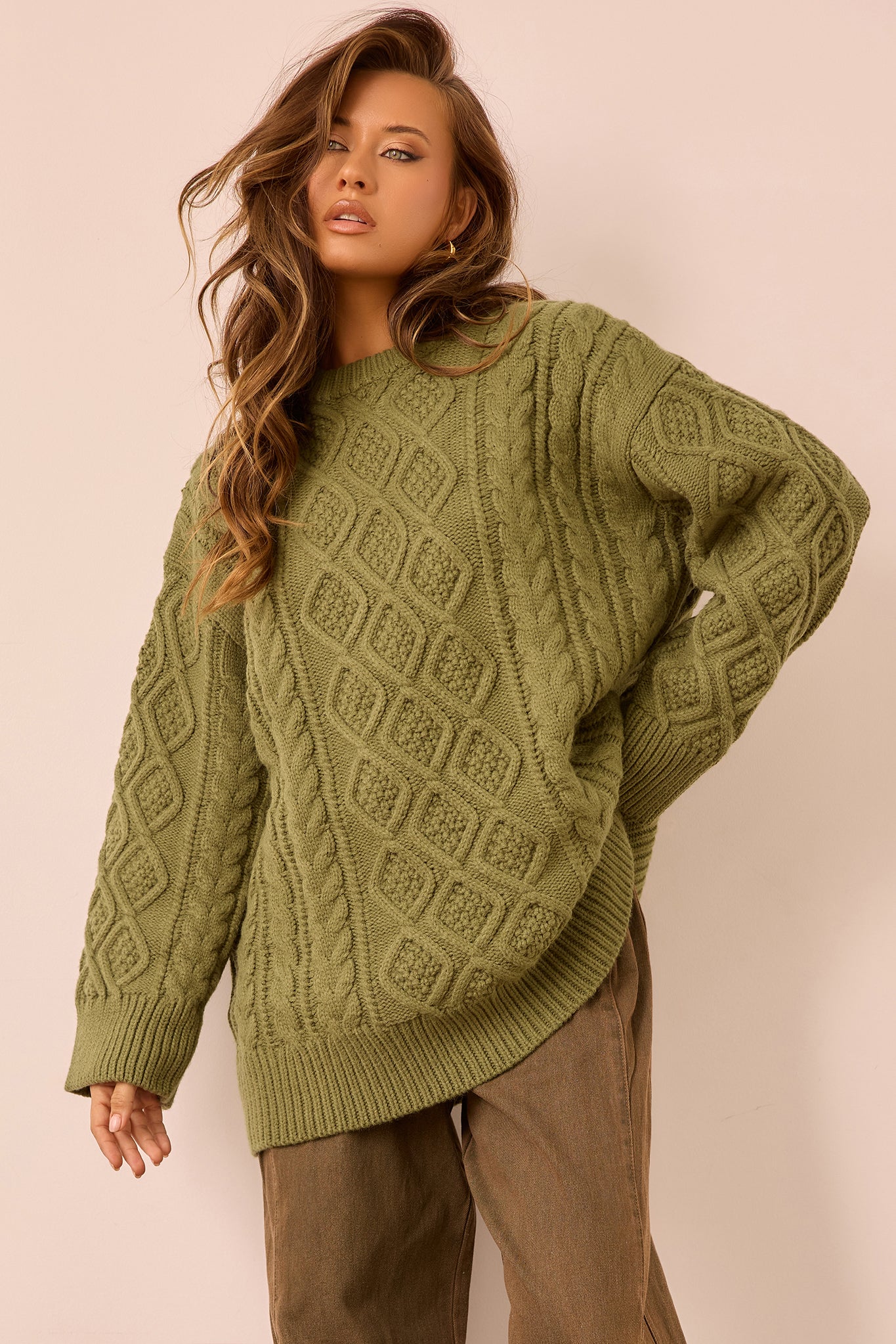 Falling Forward Knit Sweater - Olive