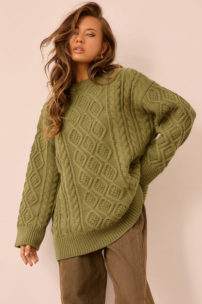 Falling Forward Knit Sweater - Olive
