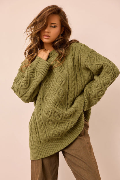 Falling Forward Knit Sweater - Olive