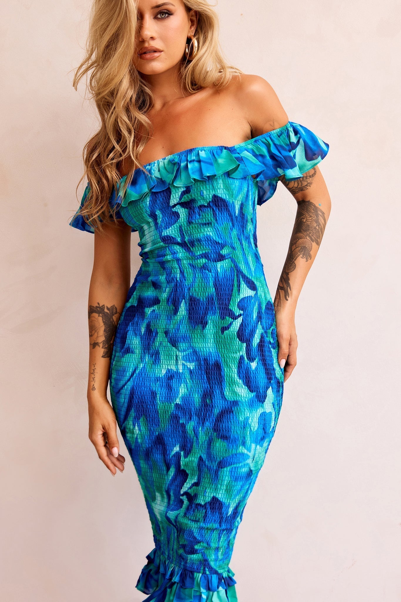 Fireball Midi Dress - Blue Multi