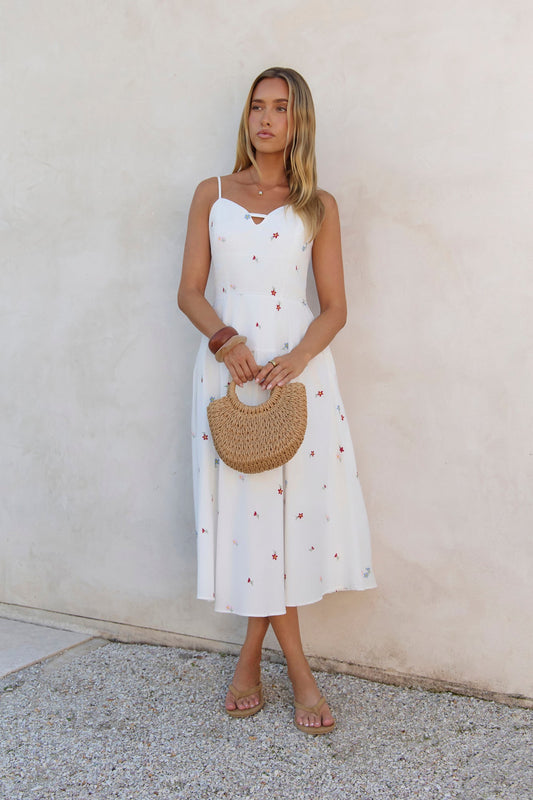 Sunny Desires Midi Dress White