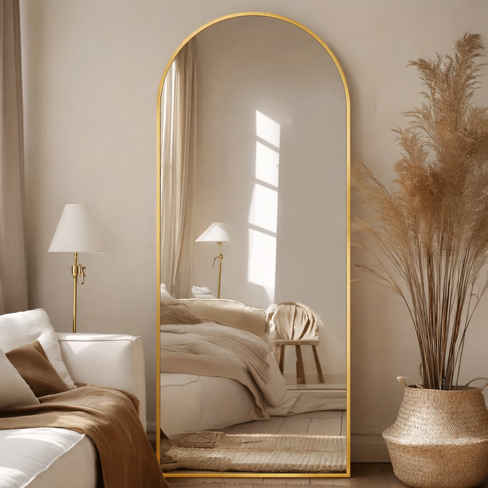 Framed Arched Floor Mirror