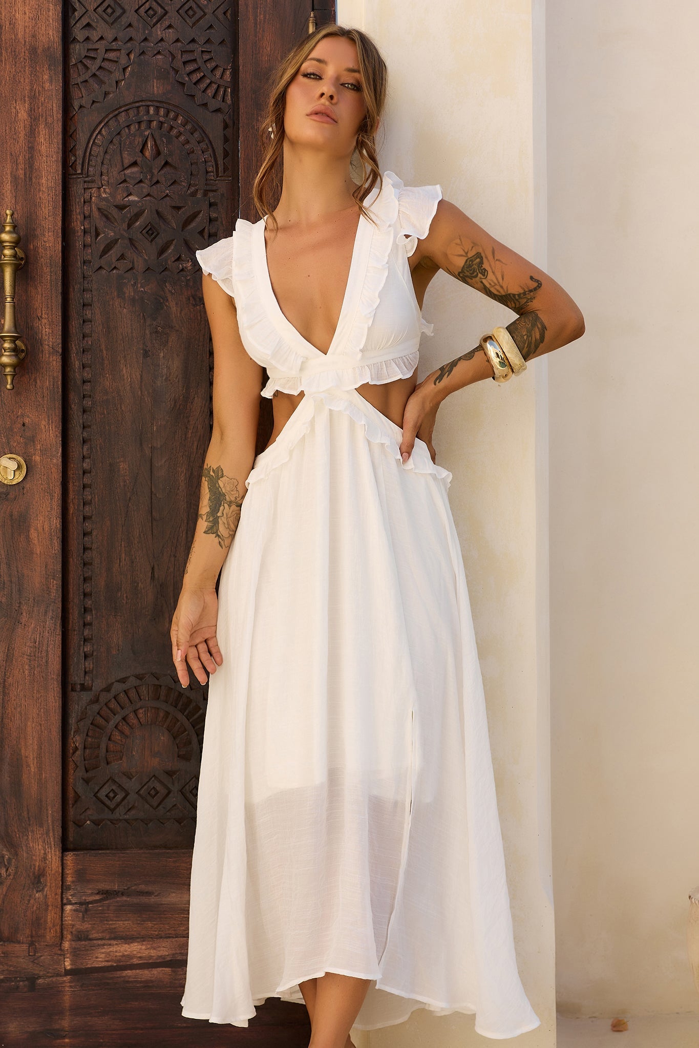 Gaining Ground Midi Dress - White