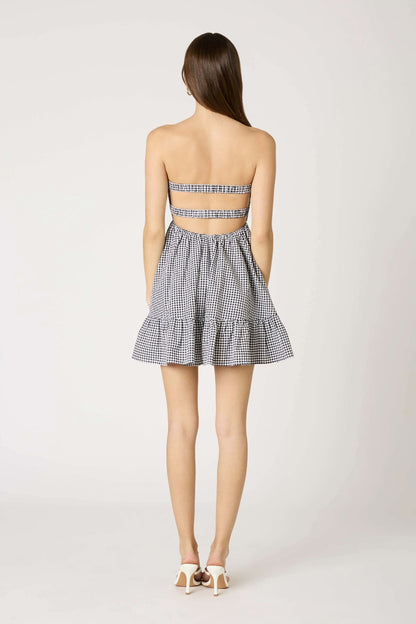 Argie Black Gingham Strapless Romper