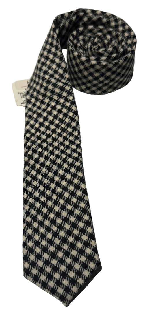 Gitman Bros Black & Ivory Houndstooth Silk Tie — Brand New With Tags