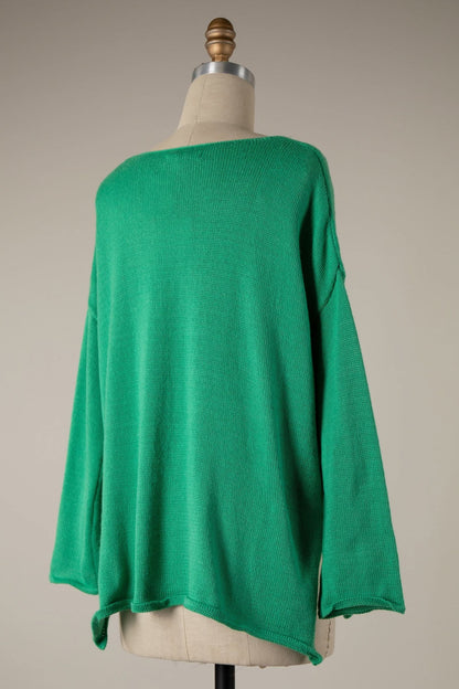 Champagne Please Green and Pink Sweater
