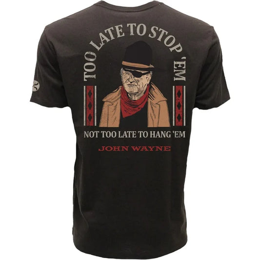 Hooey John Wayne Men's Brown 'Too Late To Stop 'Em' Short Sleeve Tee Shirt HT2659DKBR