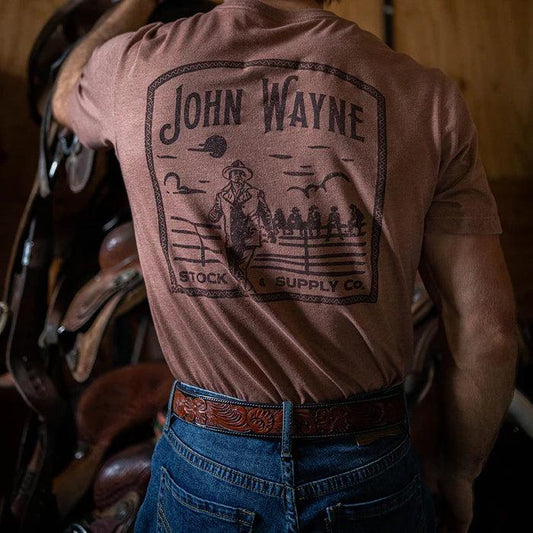 Hooey Men's "John Wayne" Light Brown Tee HT1647LTBR-Painted Cowgirl Western Store