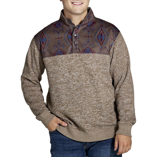 Hooey Men's Stevie Drifter Brown Aztec Accent 1/4 Snap Pullover HH1348BRAZ