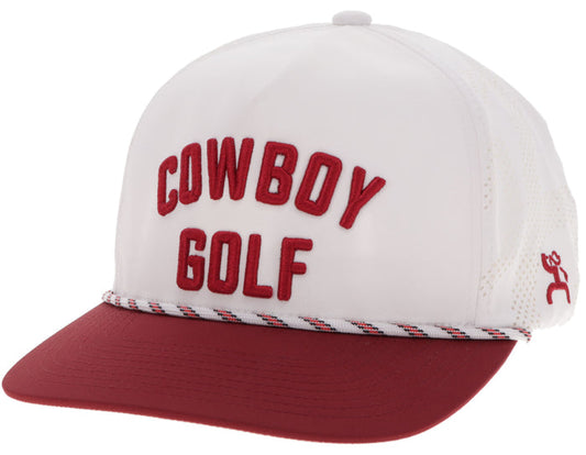 Hooey Red & White Cowboy Golf Snap Back Trucker Ball Cap 2516T-WHRD