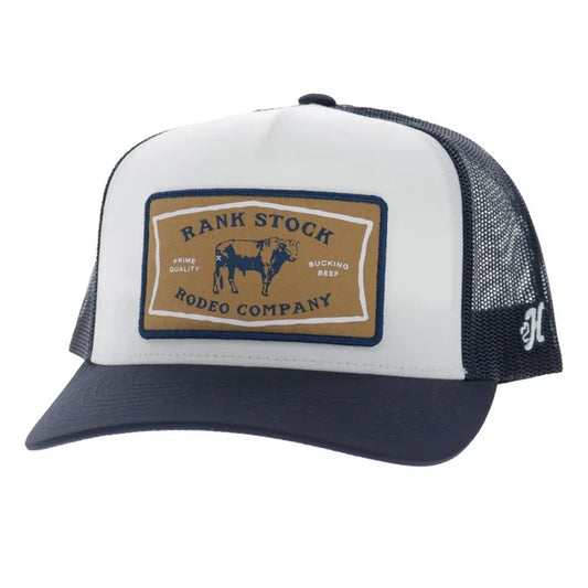 Hooey White & Navy "Rank Stock" Trucker Snapback Hat 2661T-WHNV