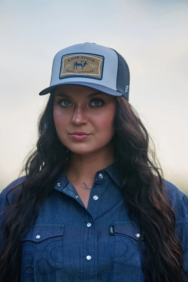 Hooey White & Navy "Rank Stock" Trucker Snapback Hat 2661T-WHNV