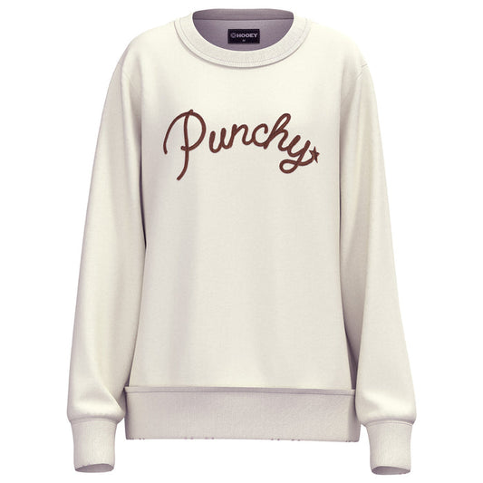 Hooey Women's Stallion Cream Crew Neck Punchy Embroidered Logo Pullover PH1327CR