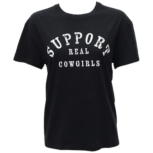 Hooey Women's "Support Real Cowgirls" Black Crew Neck Tee Shirt HT1785-Painted Cowgirl Western Store