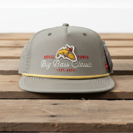 Horse Power Big Bass Classic Breathable Khaki Green Adjustable Snap Back Hat